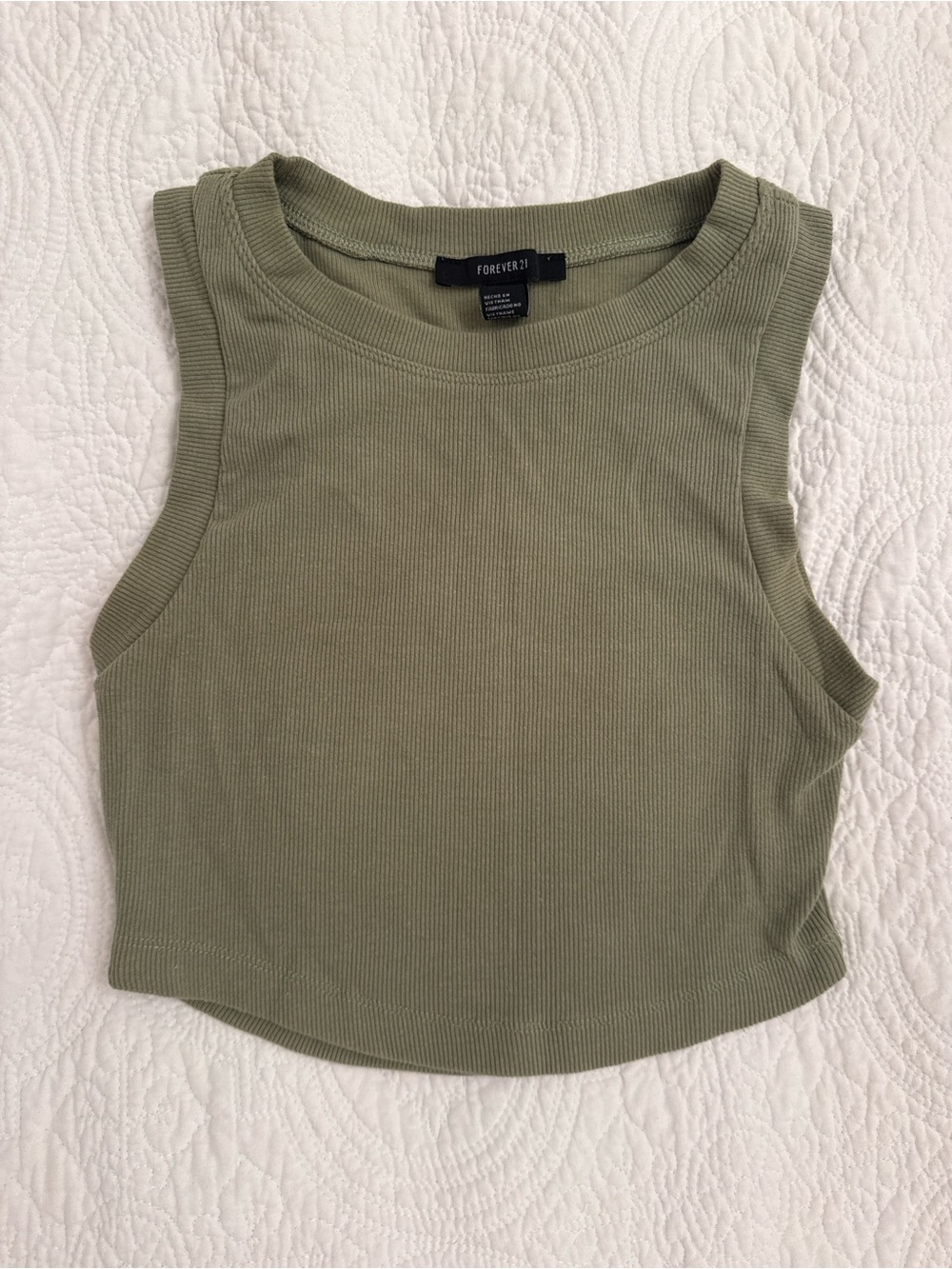 Forever 21 Olive Green Ribbed Cropped Tank